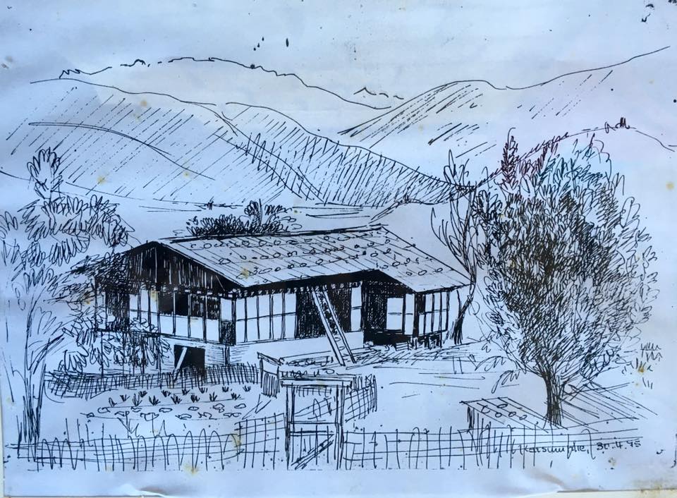 Historic sketch of Swiss Guest House at Karsumphe